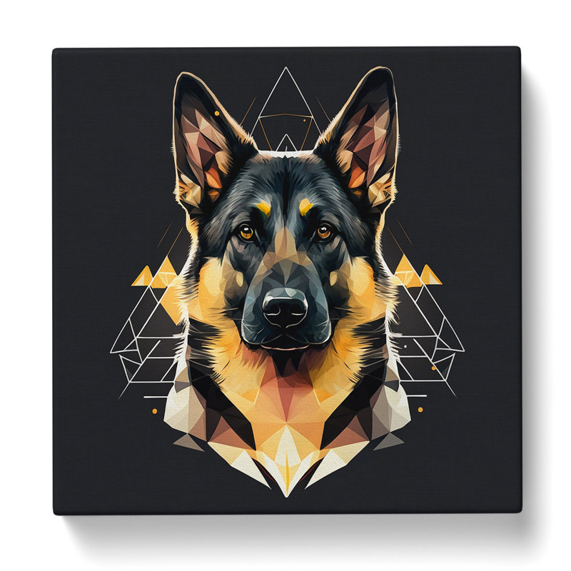 German Shepherd Geometric - No Frame Print, 35cm H x 35cm W x 3cm D
