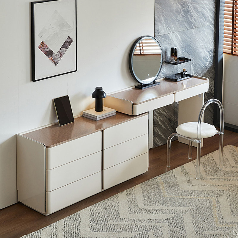 Coiffeuse avec miroir lumineux, 8 tiroirs, 1 chaise