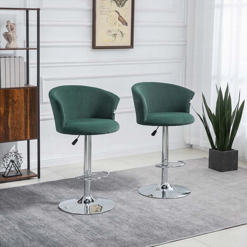 Ensemble de 2 tabourets réglables, tabouret de cuisine rembourré en velours