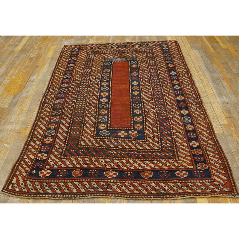 Rustic Antique Late 19th Century Geometric Caucasian Tribal Design Rug