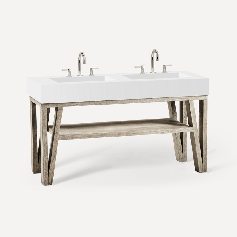 Bodo 59.63" Double Bathroom Vanity Set, Light Gray Oak