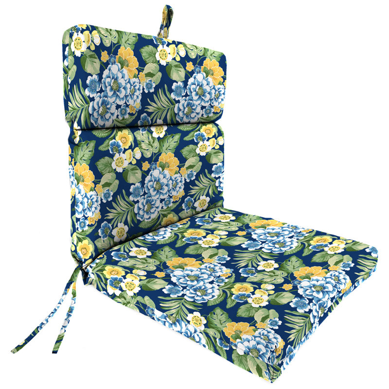22" x 44" Outdoor Chair Cushion with Ties and Loop, Blue