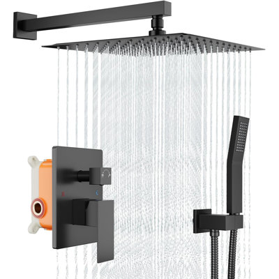 Ensemble de robinet de salle de bain pour la salle de bain, pomme de douche à effet de pluie de 10 pouces avec ensemble de douche à main, système de douche mural avec valve à pression équilibrée,