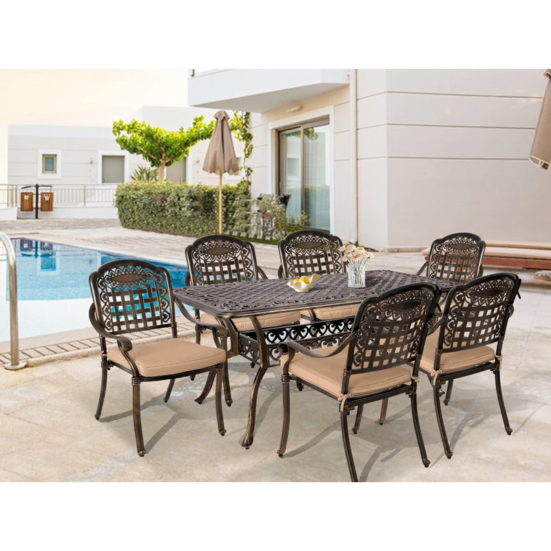 Akshara 6 - Person Patio Dining Set with Rectangular Table