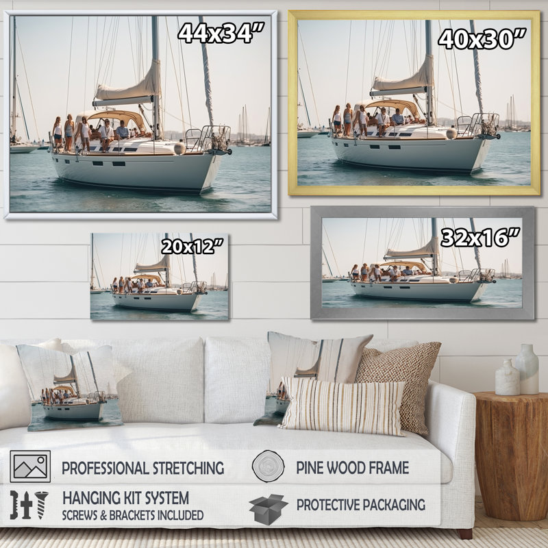 Yacht Clubin Paradise sur impression sur toile, Cadre simple noir, H 24 po x l 32 po x P 1 po