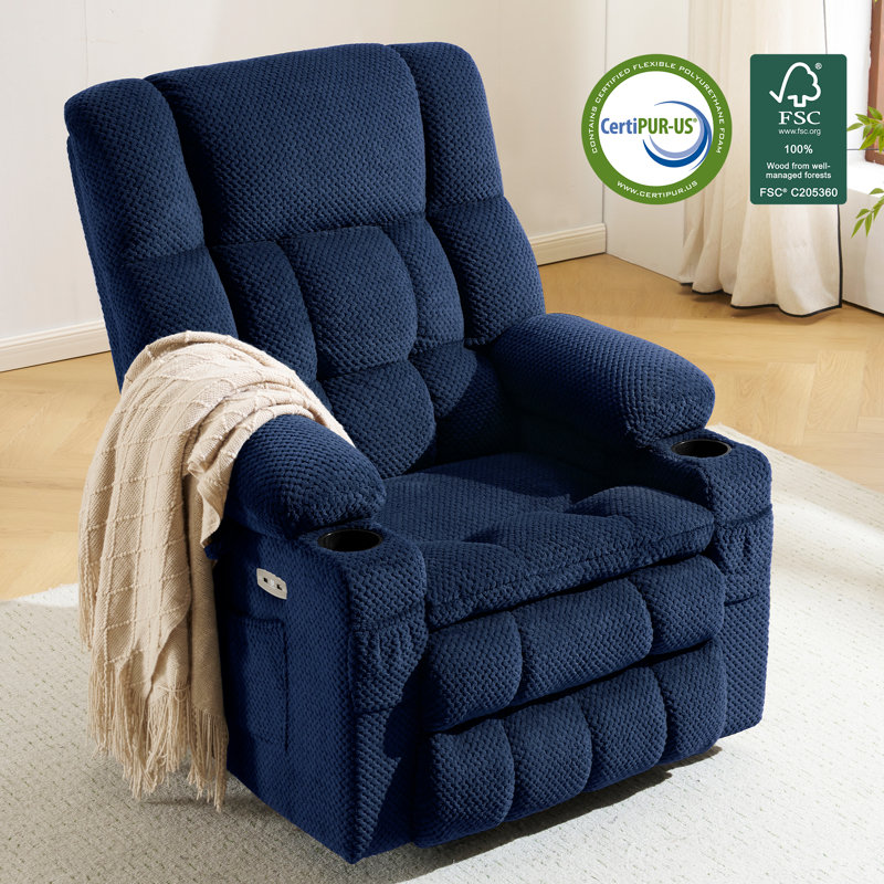Dual Motor Power Recliner Lift Chair with Massage and Heat, Infinite Position, Navy