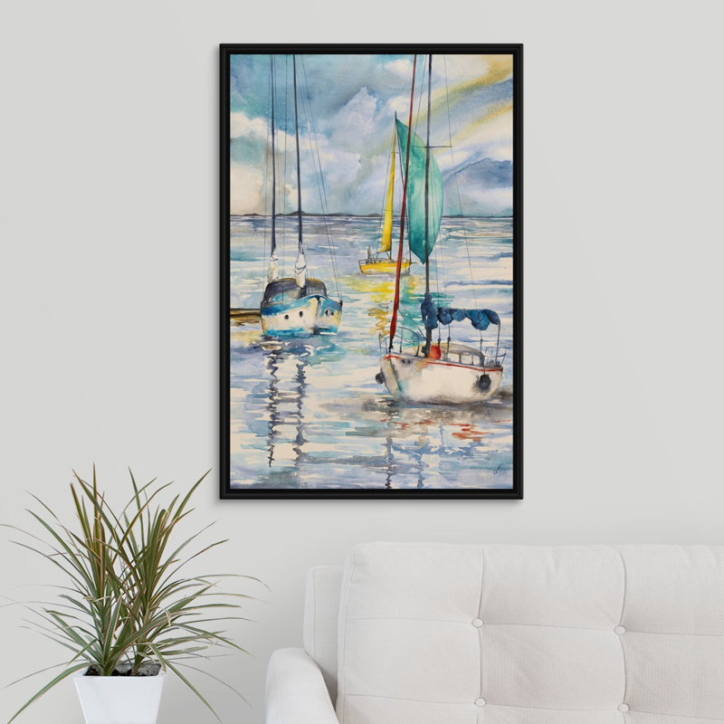 « maritime »-reproduction d’art sur toile, H 31,7 po x l 21,7 po x p 1,75 po, Cadre flottant noir