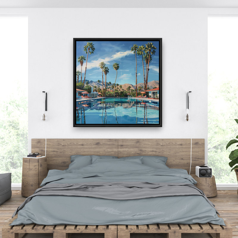 Palm Trees - White Framed Canvas Home Decor Art Print