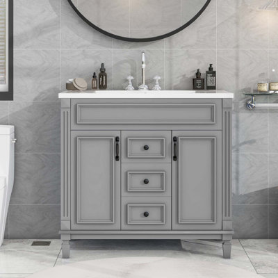 35.9'' Single Bathroom Vanity with Ceramic Top