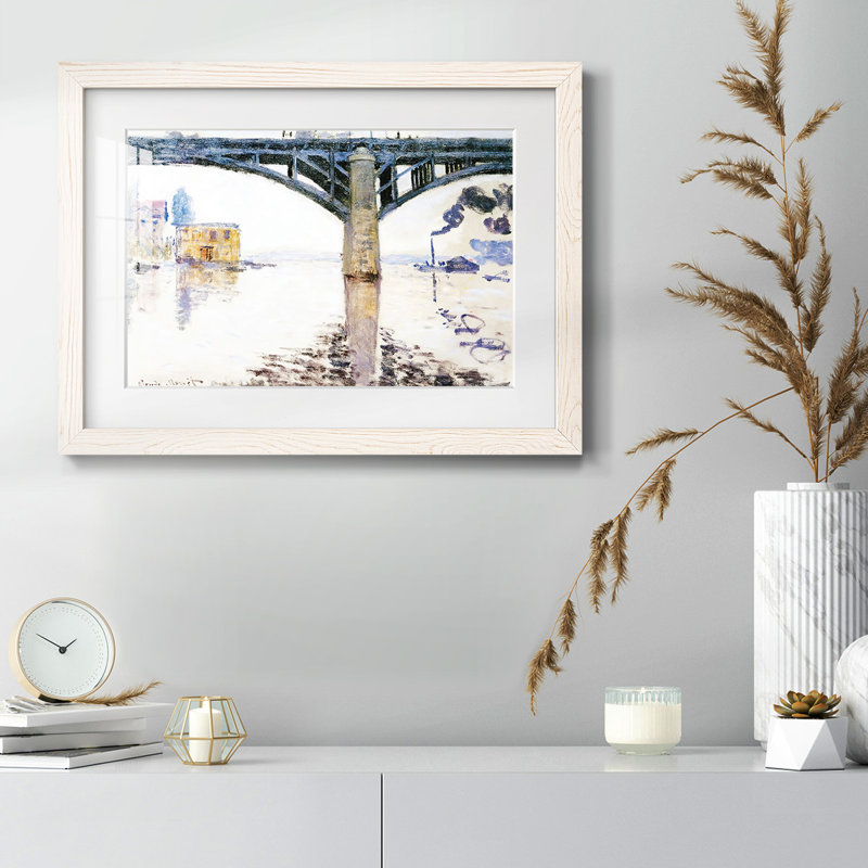 Le pont de chemin de fer à Argenteuil, 1874 - Peinture à cadre unique, Blanc, H 14 po x l 20 po x P 1,5 po