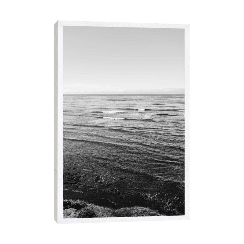 Sunset Cliffs Surfers III by Bethany Young - Print on Canvas, White Framed, 101.6cm H x 66.04cm W x 3.81cm D