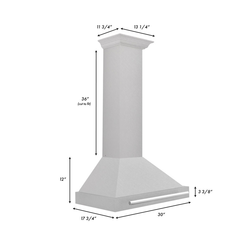 ZLINE 30" Fingerprint Resistant Stainless Steel Range Hood with Stainless Steel Handle, Satin