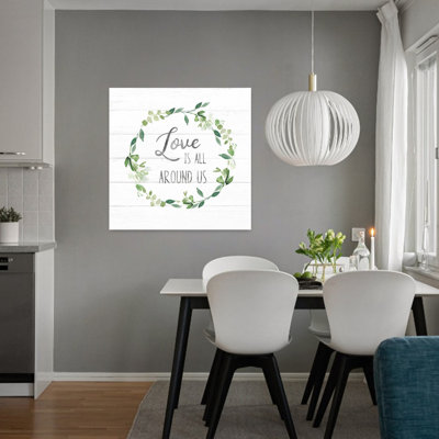 «Love Is All Around Greenery», art mural rustique romantique élégant