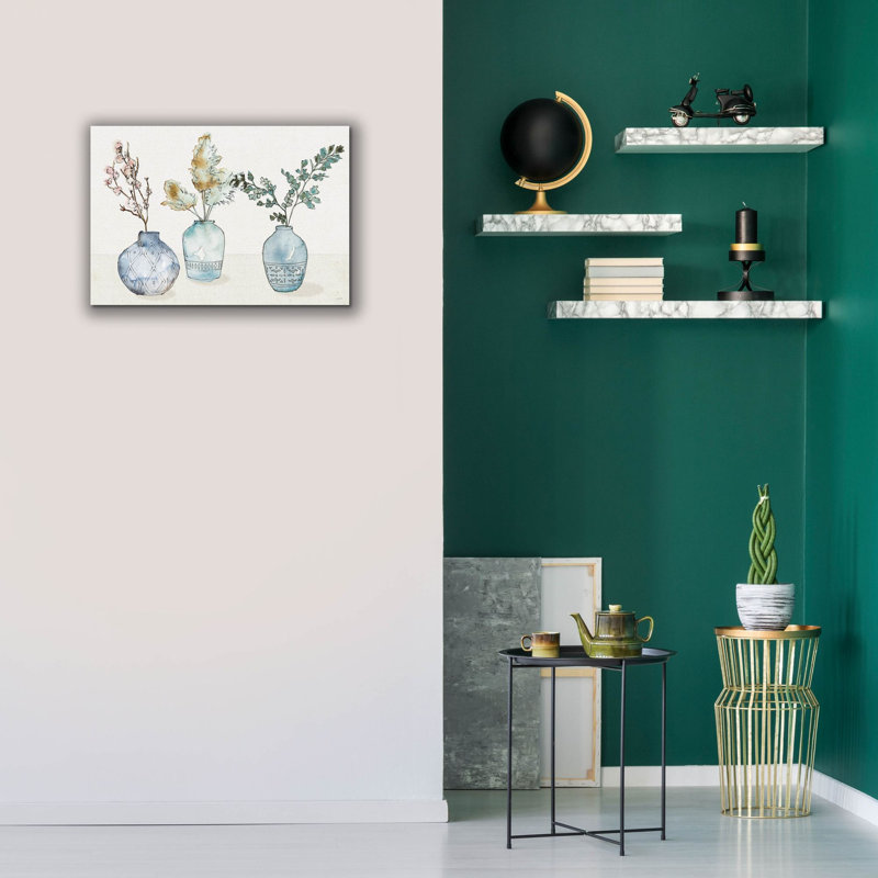 «Fresh Farmhouse 1 Blue» par Anne Tavoletti, art mural sur toile, H 18 po x l 26 po x P 0,75 po