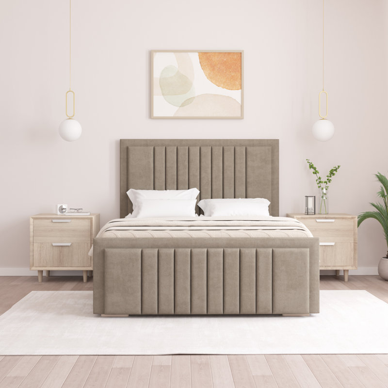 Alama Upholstered Panel Bed, Coffee, Single (3')