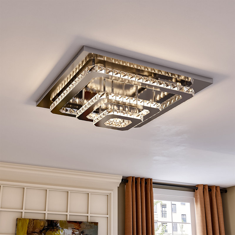 Hurst Glass LED Flush Mount, 23cm H x 60cm W x 60cm D, Warm White