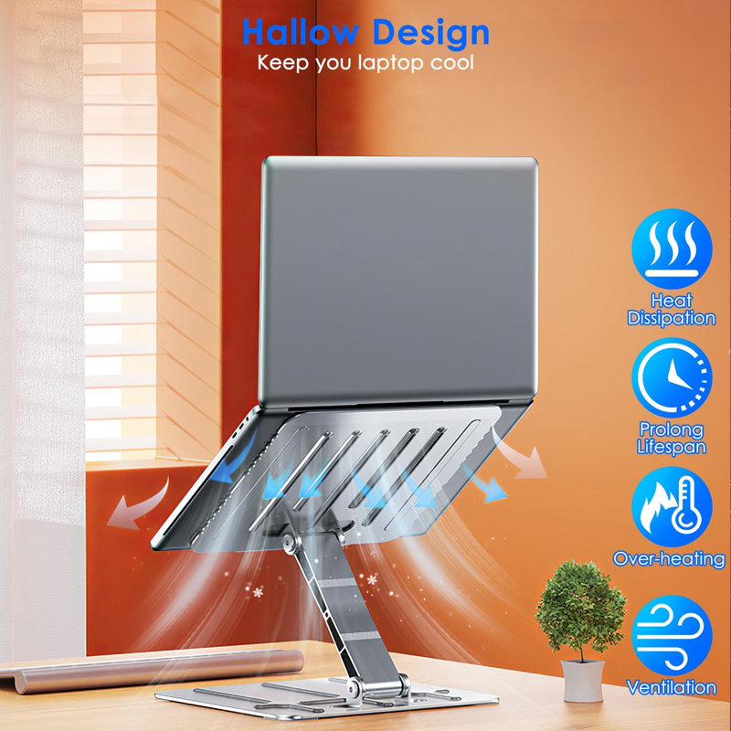 Support ergonomique pour ordinateur portable: angle réglable en continu, dissipation de la chaleur pour ordinateurs portables jusqu'à 15,6 pouces