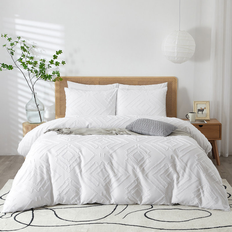 Ensemble de housse de couette Boho Jacquard - 3 pièces, Housse de couette grand + 2 taies d'oreiller