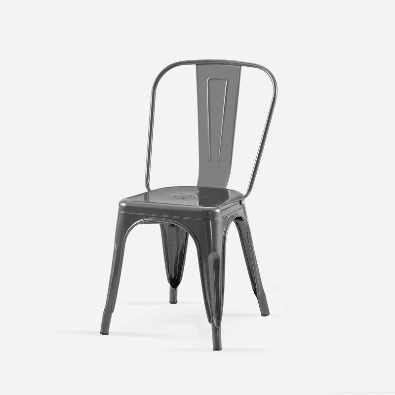 Kalya 18'' H Metal Stacking Side Chair, Gray, 2