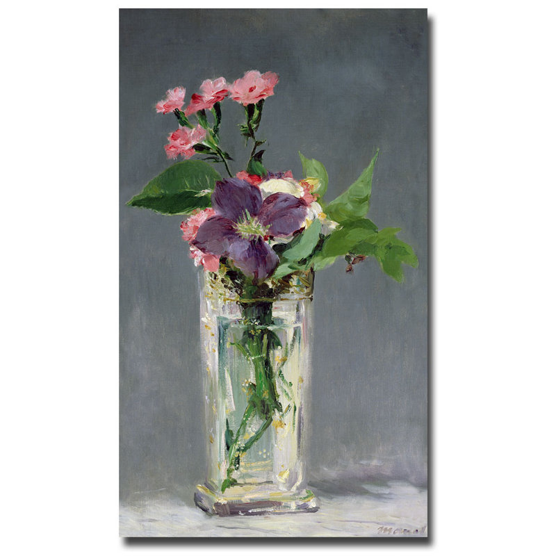 «Pinks and Clemantis in a Vase», 1882 par Édrede Manet - reproduction d'art sur toile, H 24 po x l 14 po x P 2 po
