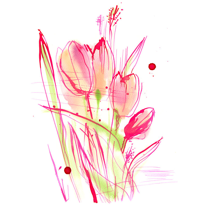 Steinauer Bouquet Of Pink Tulips - Wrapped Canvas Print, 91cm H x 91cm W x 3.8cm D