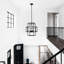 Lanterne industrielle noire matte en métal à 4 branches - hauteur réglable pour la salle à manger, le couloir, le vestibule, le vestibule-2090967179