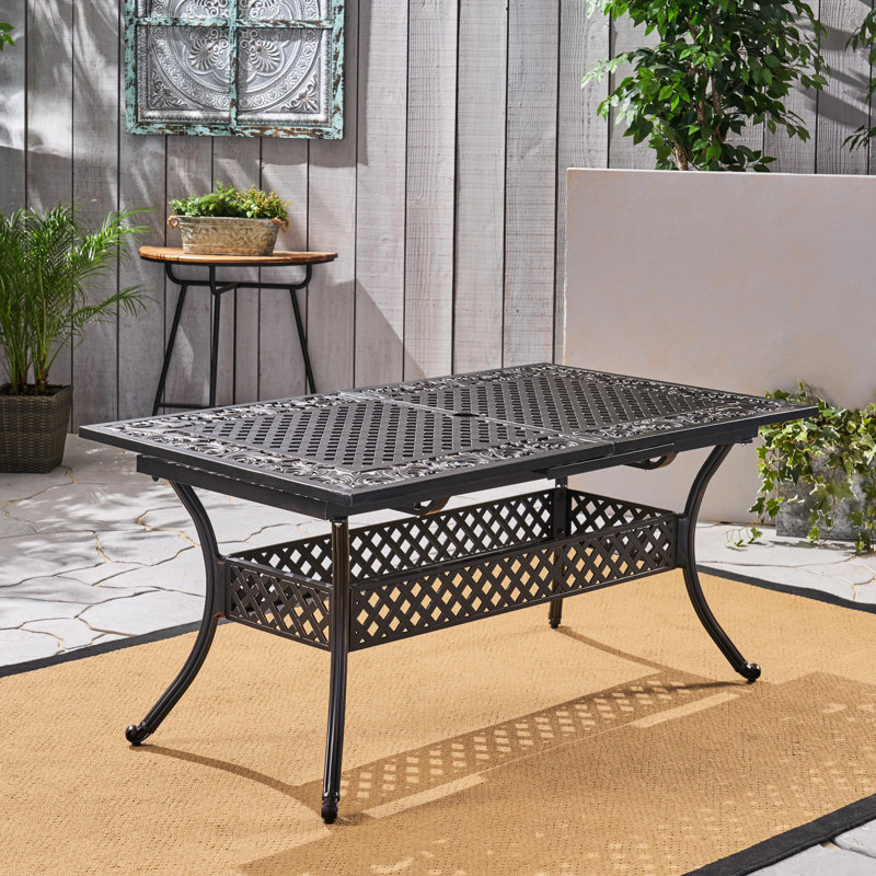 Expandable Dining Table - Aluminum In Copper Gloss Outdoor Areas Backyard, Porch, Deck, Patio Natural Color, Spacious Option With Finish Stylish Nuance