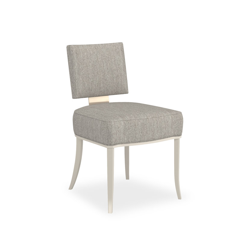 Caracole Classic Upholstered Dining Chair, Pearl/Gold, Gray