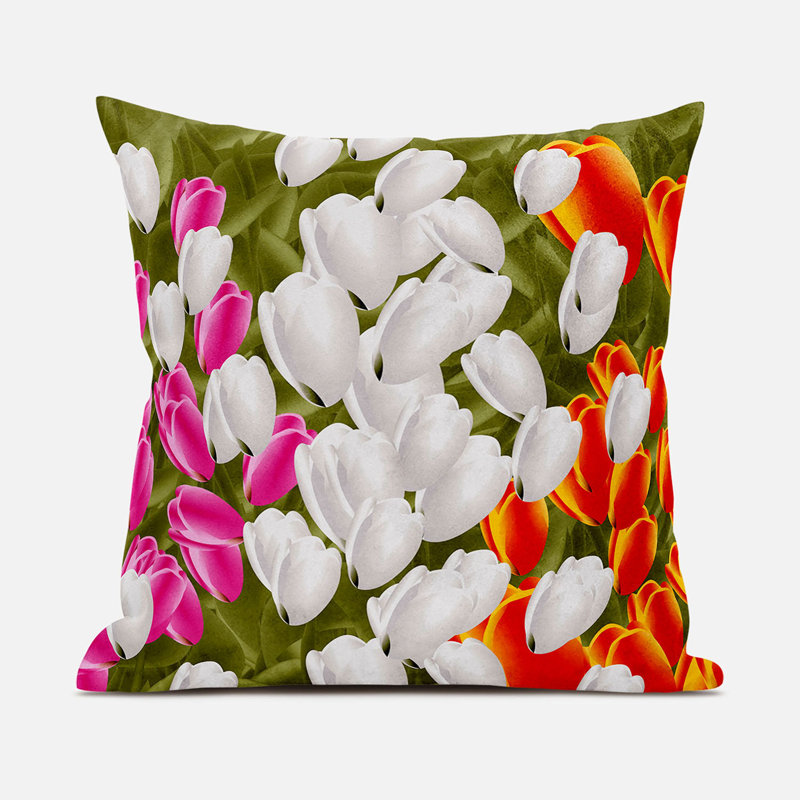 Housse et insert de coussin décoratif en polyester, 16 po x 16 po, Rose / Rouge