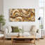 Tableau sur toile en bois pétrifié aux tons bruns et crème tourbillonnants-2048929177