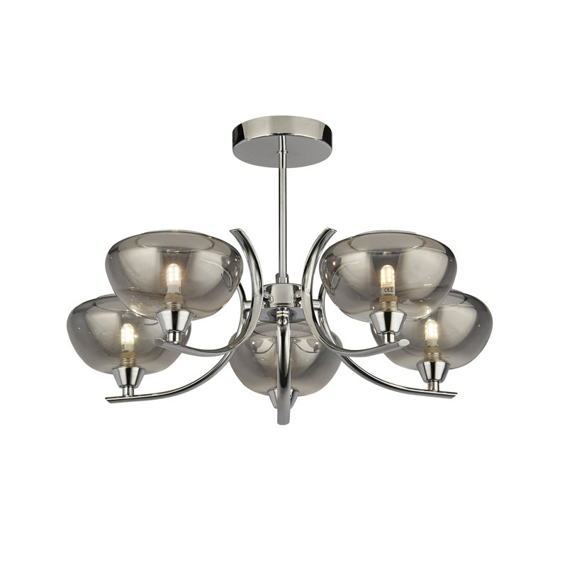 Glass Semi Flush Mount, 5 Lights