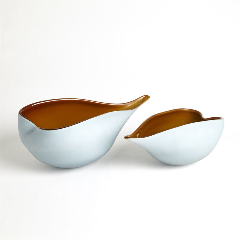 Frosted Bowl w/Casing, 5.5" H x 11" W x 7" D, Blue/Amber