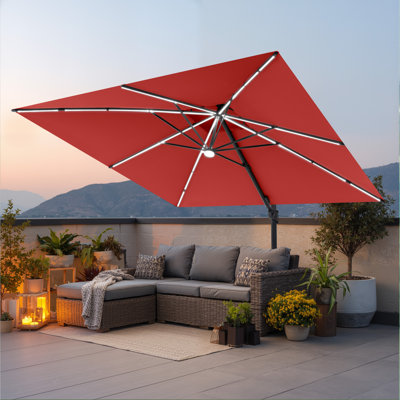 128''*128'' Square Solar LED Light Strip Cantilever Patio Umbrella