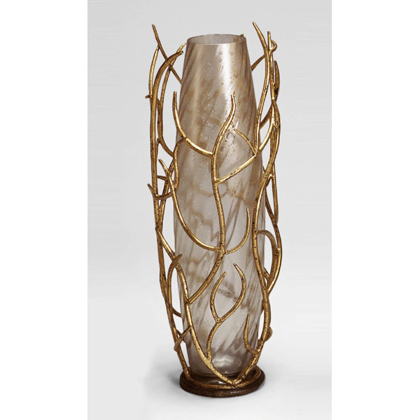 品質は非常に良い OK Lighting Silver Vine Vase, Gold