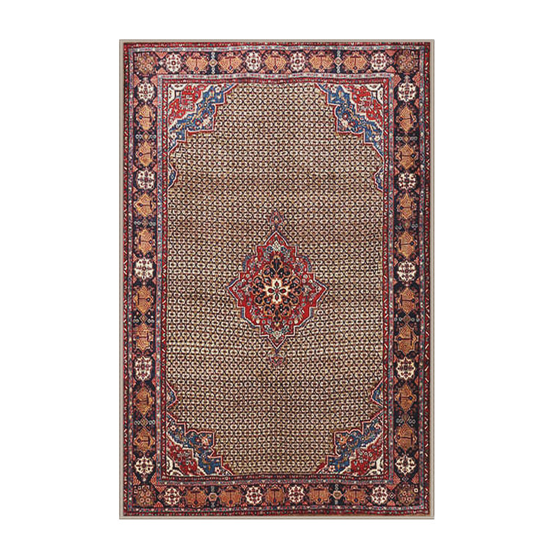 Tapis de zone brun/rouge 1638 traditionnel, Rectangle 5 pi x 7 pi