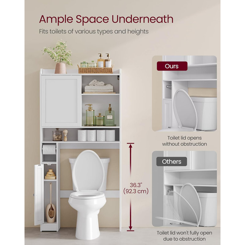 Tablette de rangement au-dessus de la toilette, Blanc