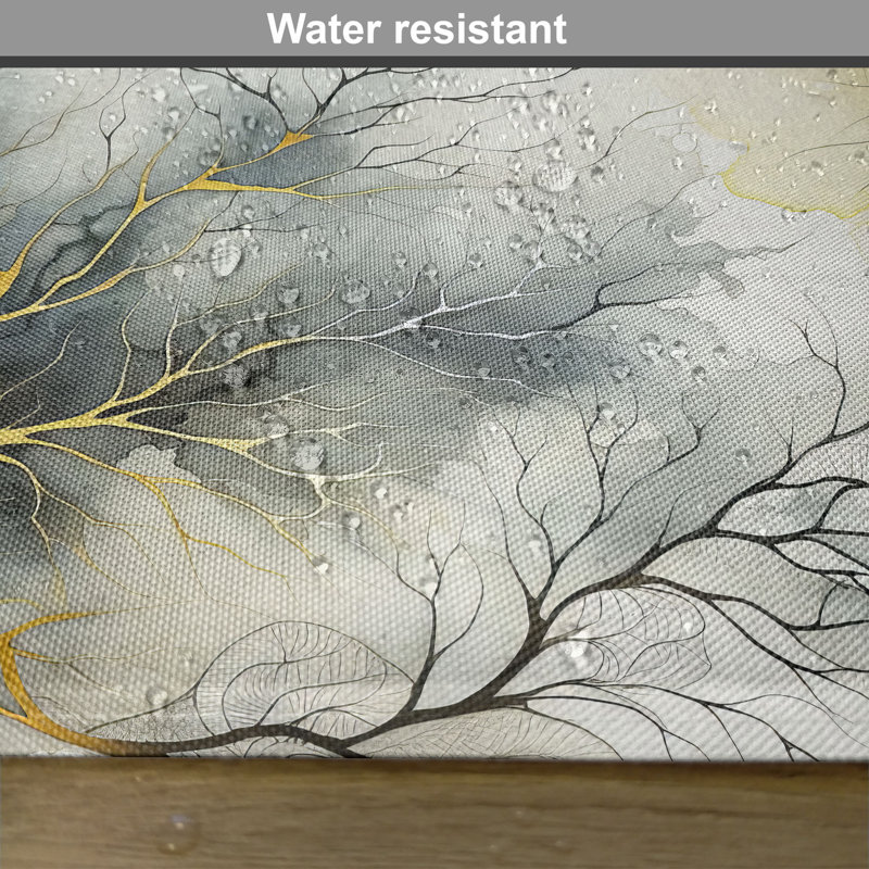 Mustard Blue Grey Khaki Watercolor Branch Polyester Placemats Set of 4