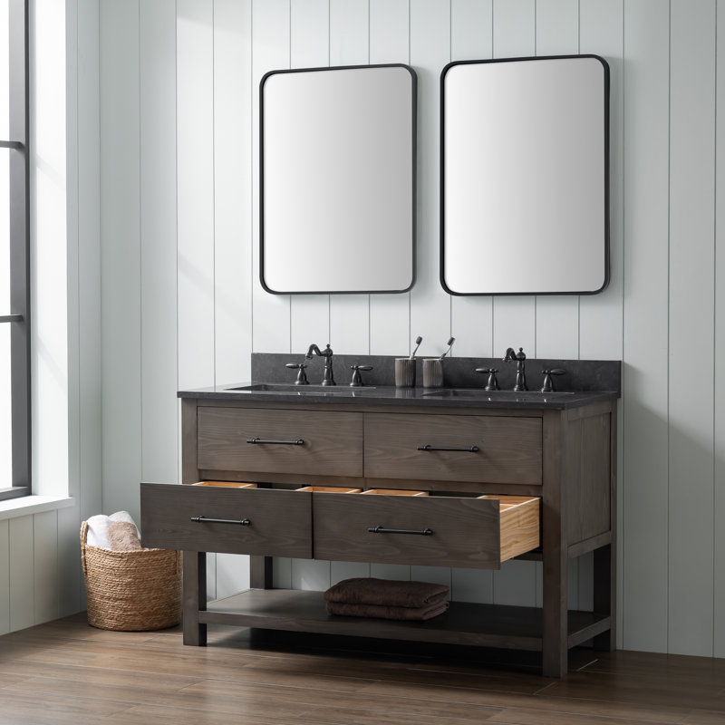 Meuble-lavabo double 54 po Keri, Gris fumée