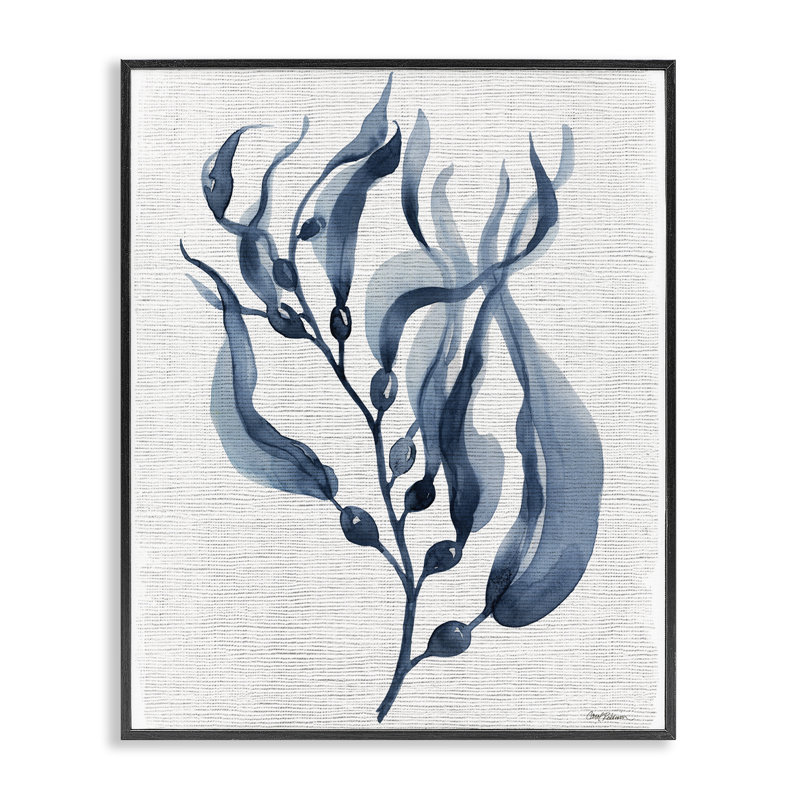 Giclée encadrée de délicates feuilles ondulées, design par Carol Robinson, Giclée encadrée noir minuit, H 30 po x l 24 po