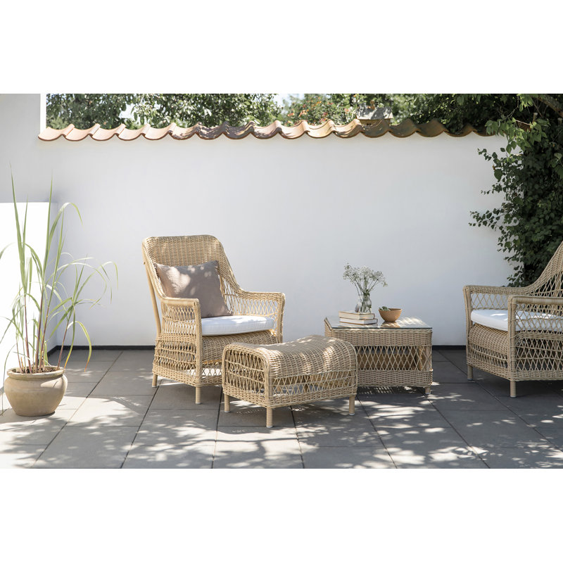 Repose-pieds Anna, Naturel / plateau de table en verre