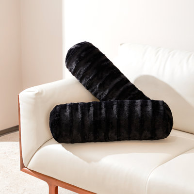 Cheer Collection Faux Fur Bolster Pillow