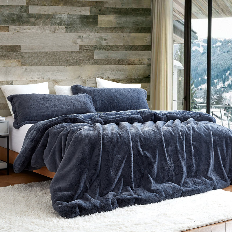 Chunky Bunny Coma Inducer Faux Fur Oversized Comforter Set, Blue, Queen Comforter + 2 Standard Shams
