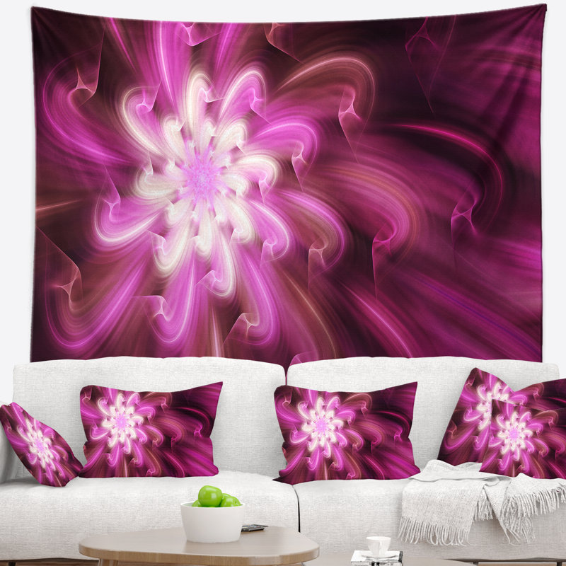 Tapisserie floral exotiques des pétales de fleurs mauves, H 78 po x l 92 po