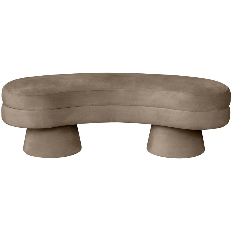 Banc rembourré en velours taupe Zenna, Velours taupe
