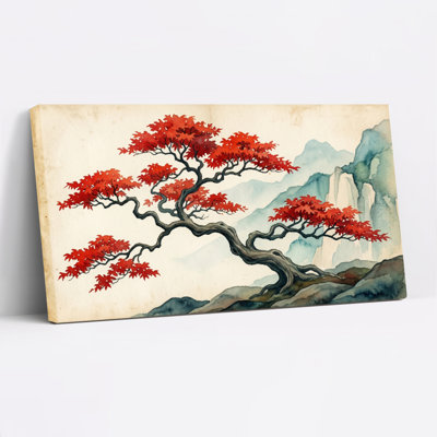 Arbre rouge, reproduction d'art sur toile, ensemble de 1