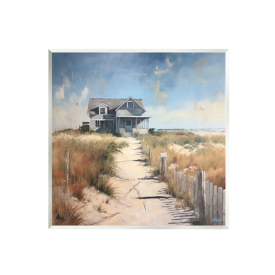 bb-415-Wood " Coastal Beach House " Graphic Art Print