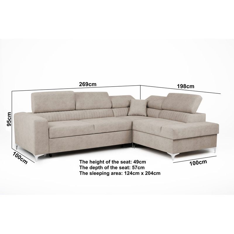 Lauren Corner Sofa Bed, Right Hand Facing, Mink