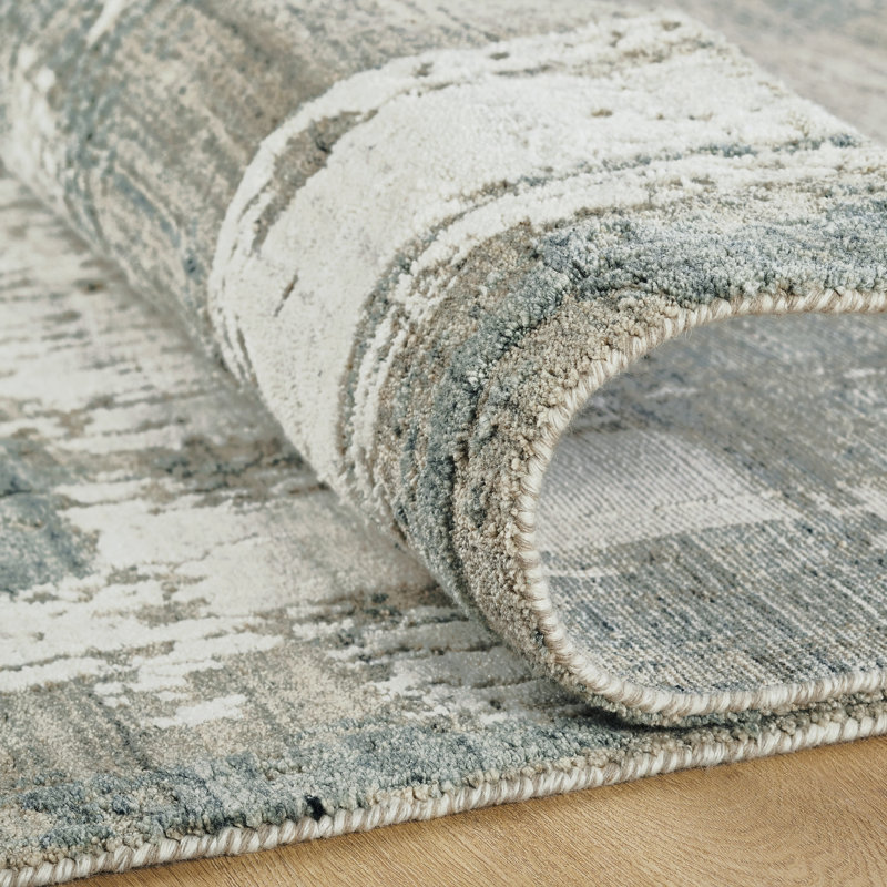 Atelier Weathered Canvas Slate Gray Wool Hand Loomed Area Rug, Rectangle 7'6" x 9'6"