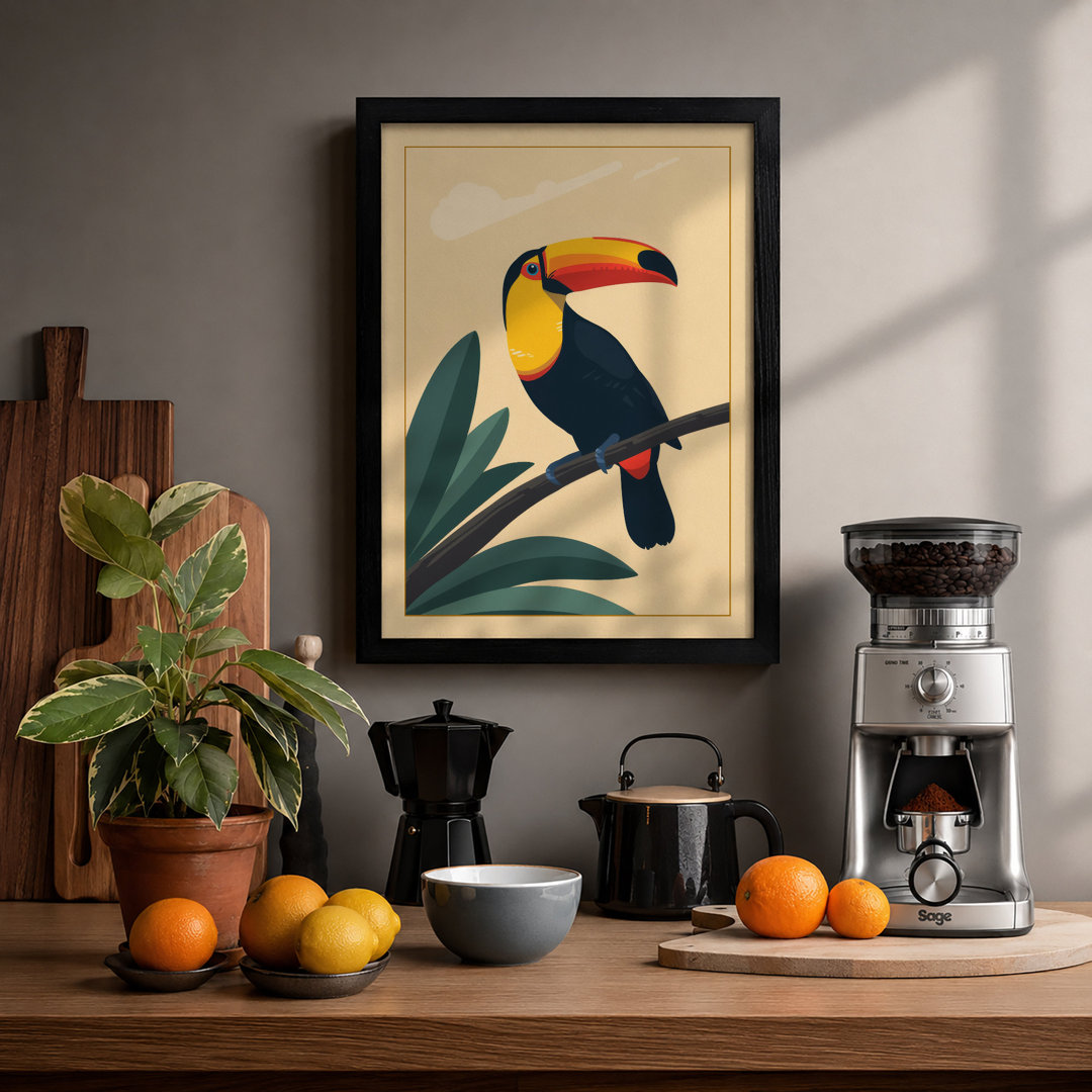 Toucan on Branch Tropical - Framed Print