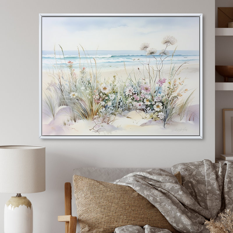 Wildflowers On The Beach II, Single Picture Framed, 12" H x 20" W, Silver